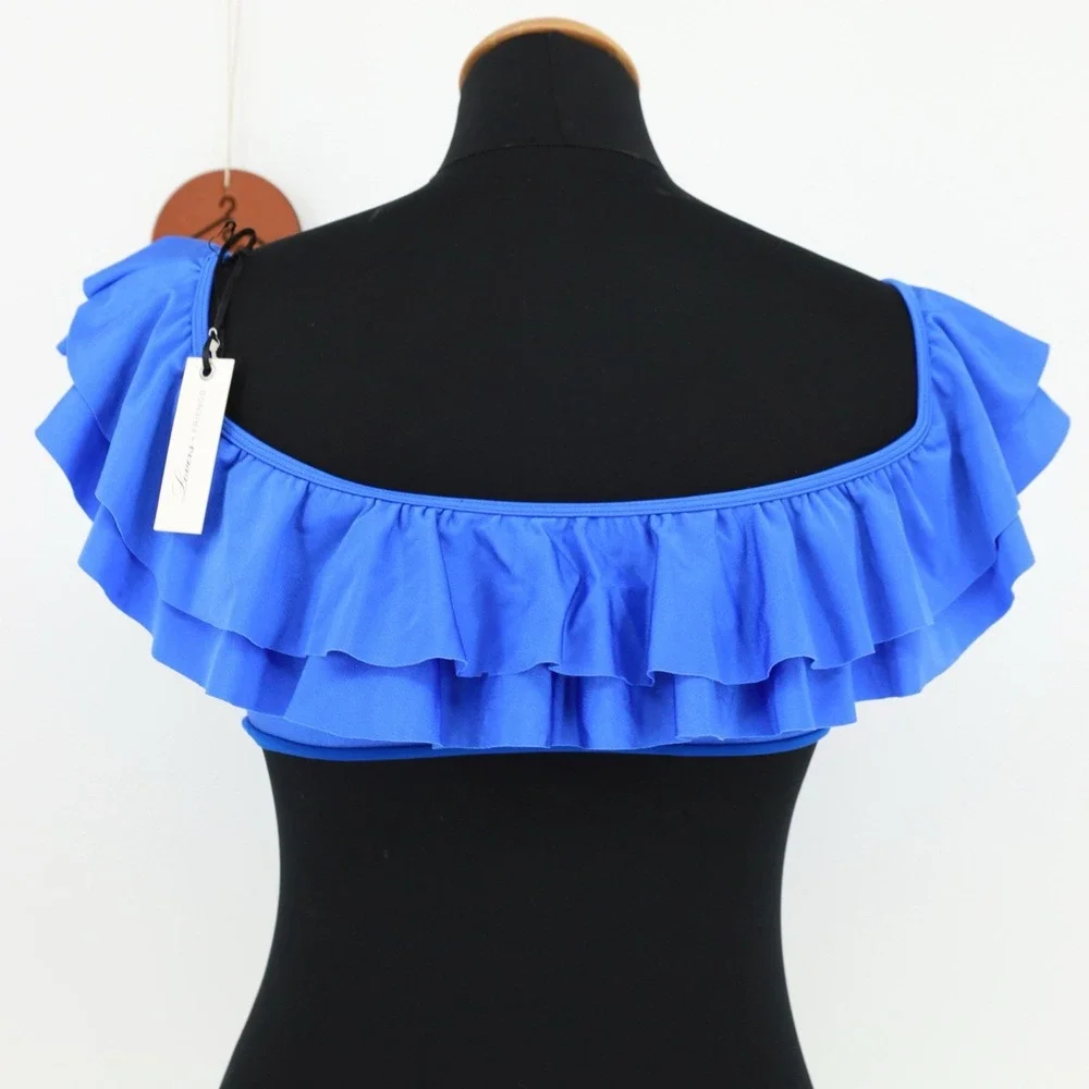 Lovers + Friends Oisin Ruffle Bikini Top in Ocean Blue Size‎ XS NWT Swimwear - Picture 4 of 6